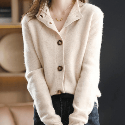 Colombe | Cardigan élégant à col montant en cachemire pour femme
