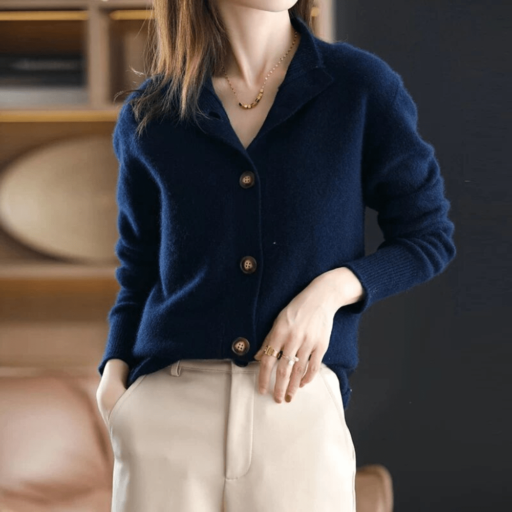 Colombe | Cardigan élégant à col montant en cachemire pour femme