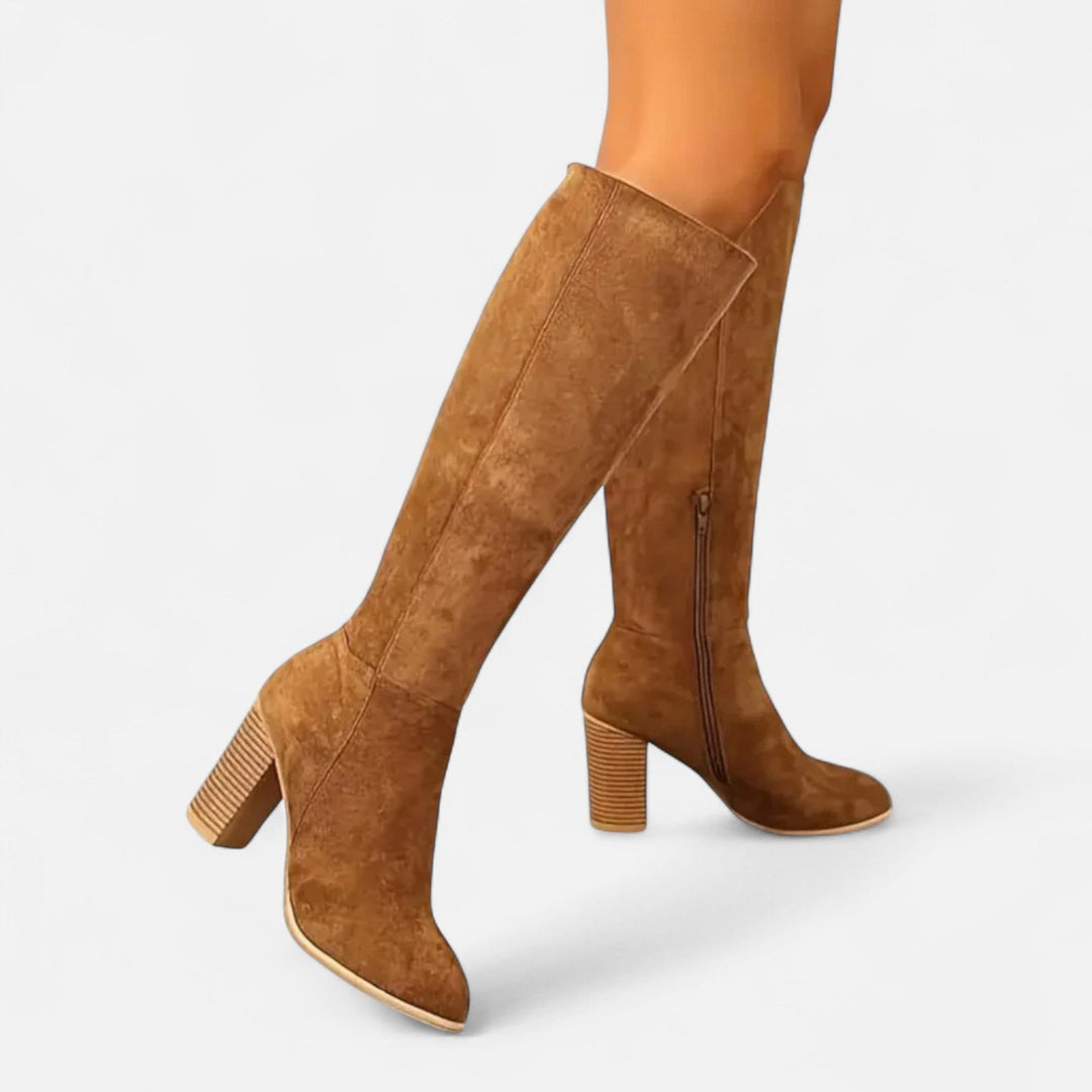 Ombeline | Bottes longues chic en daim, élégance équestre pour femme