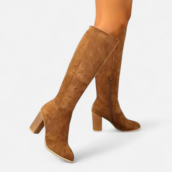 Ombeline | Bottes longues chic en daim, élégance équestre pour femme