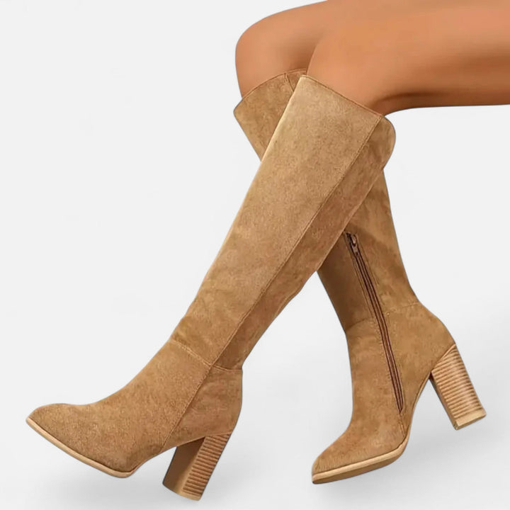 Ombeline | Bottes longues chic en daim, élégance équestre pour femme