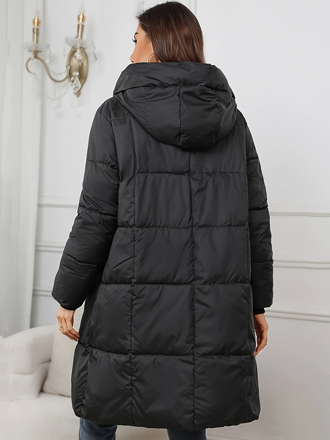Murielle | Doudoune élégante longue oversize matelassée à capuche pour femme