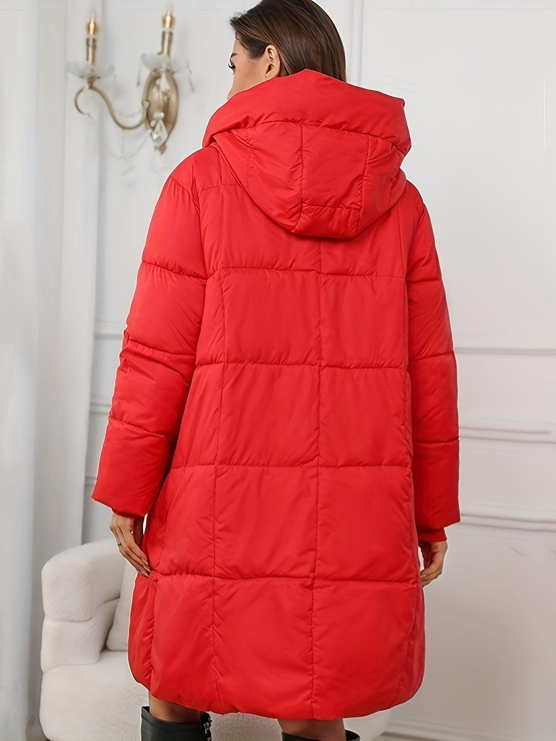 Murielle | Doudoune élégante longue oversize matelassée à capuche pour femme