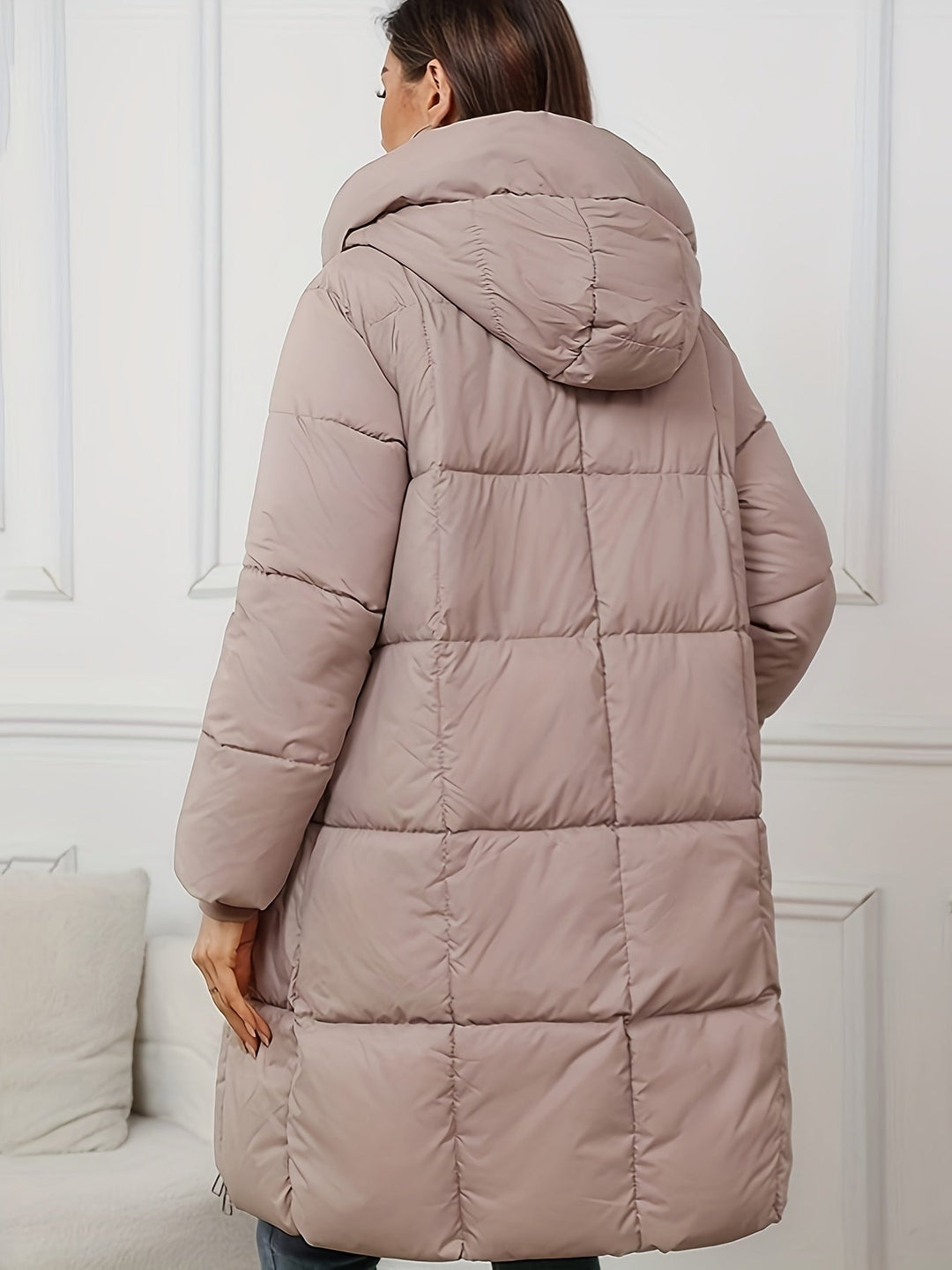 Murielle | Doudoune élégante longue oversize matelassée à capuche pour femme