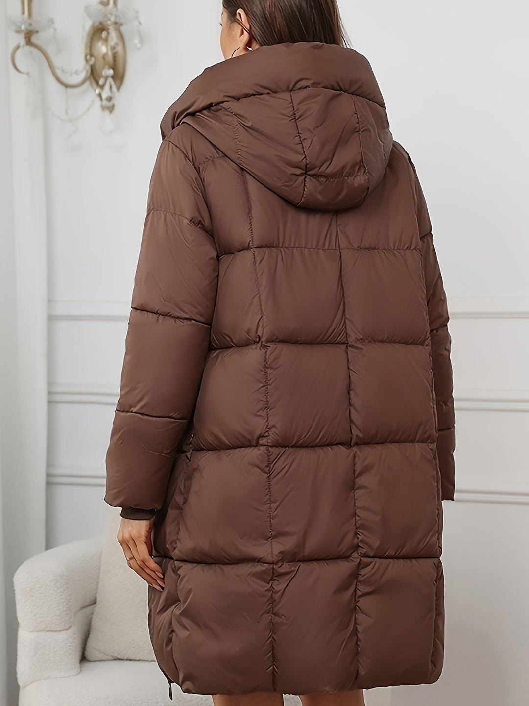 Murielle | Doudoune élégante longue oversize matelassée à capuche pour femme