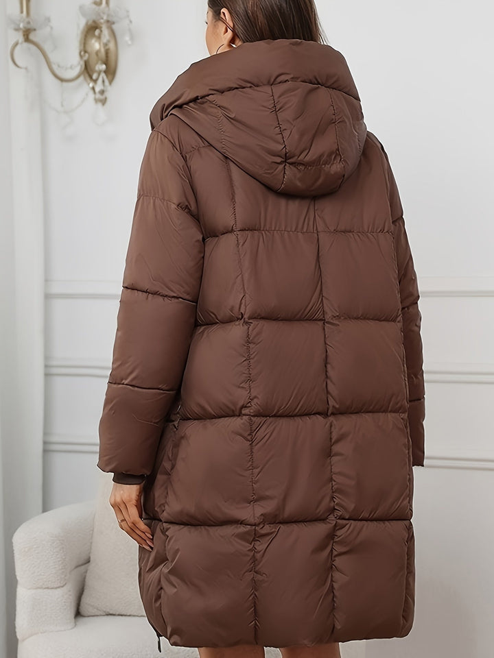 Murielle | Doudoune élégante longue oversize matelassée à capuche pour femme