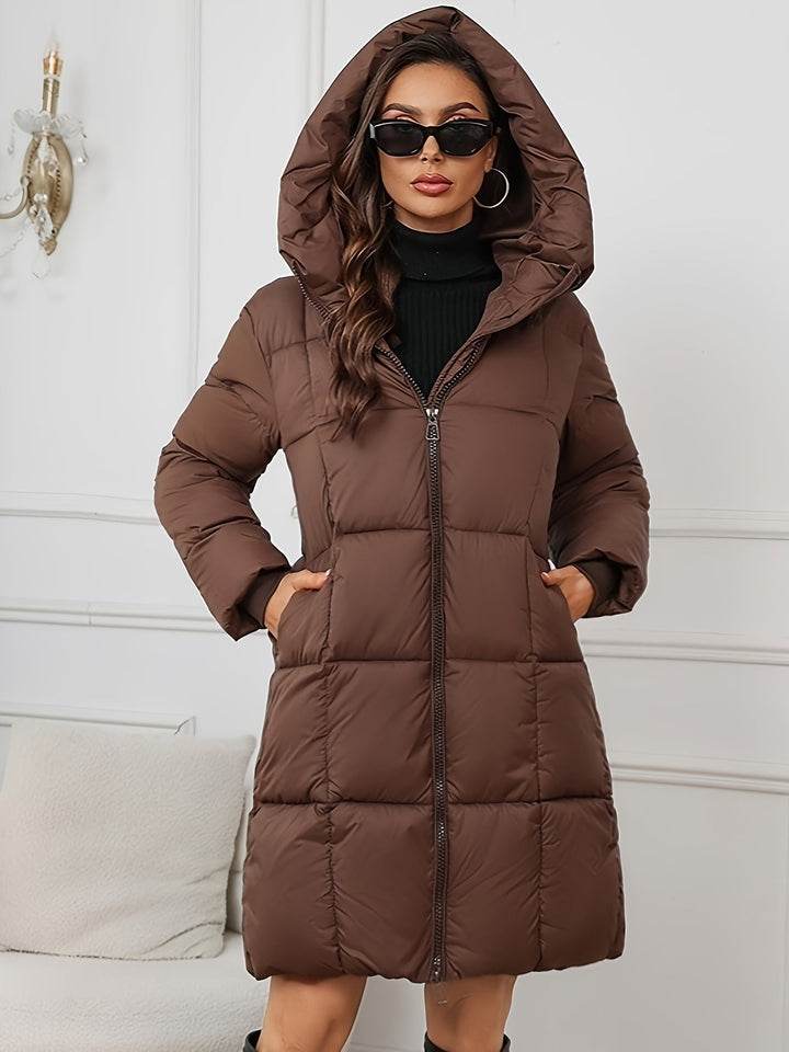 Murielle | Doudoune élégante longue oversize matelassée à capuche pour femme