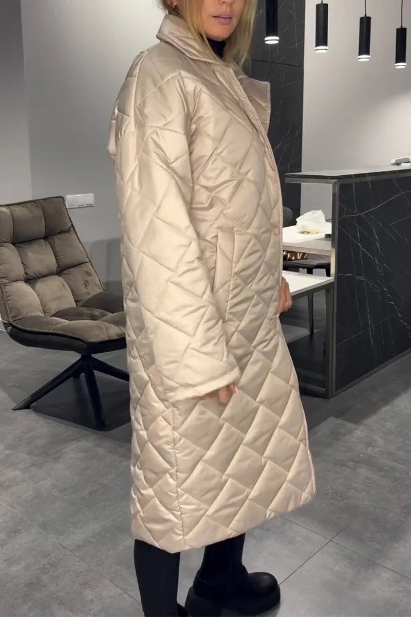 Nadine | Doudoune élégante matelassée longue réversible pour femme