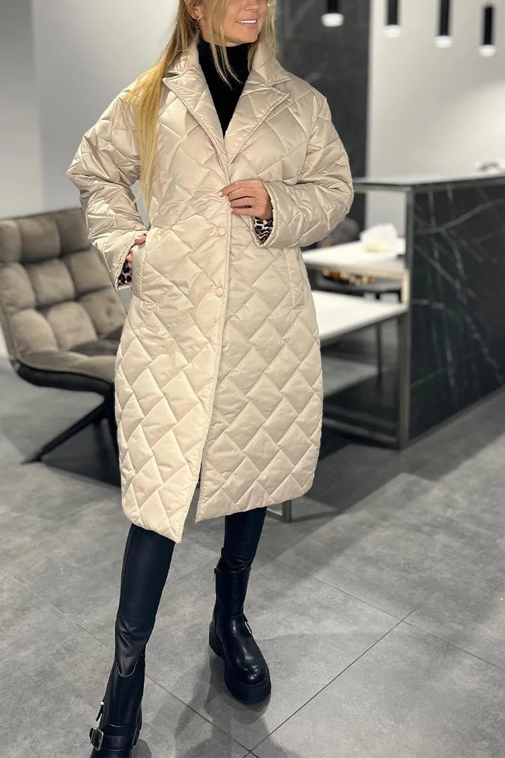 Nadine | Doudoune élégante matelassée longue réversible pour femme