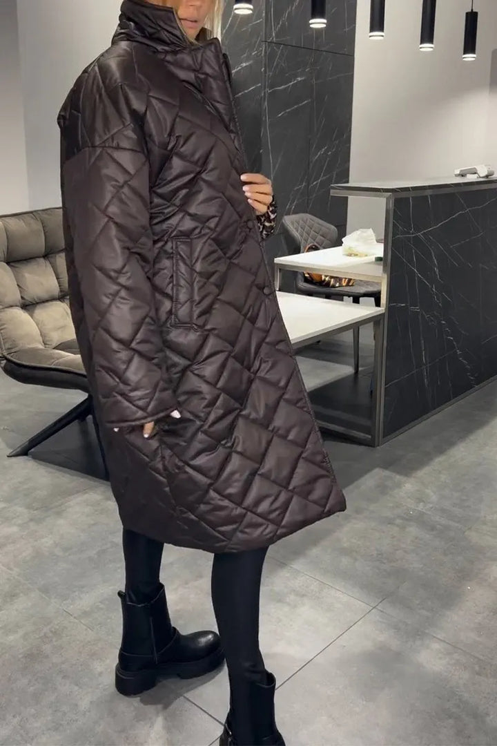 Nadine | Doudoune élégante matelassée longue réversible pour femme