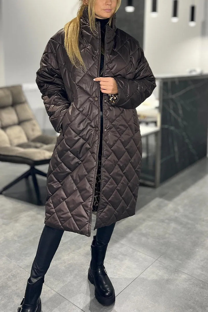 Nadine | Doudoune élégante matelassée longue réversible pour femme