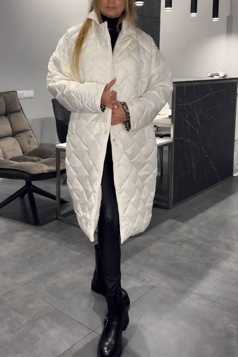 Nadine | Doudoune élégante matelassée longue réversible pour femme