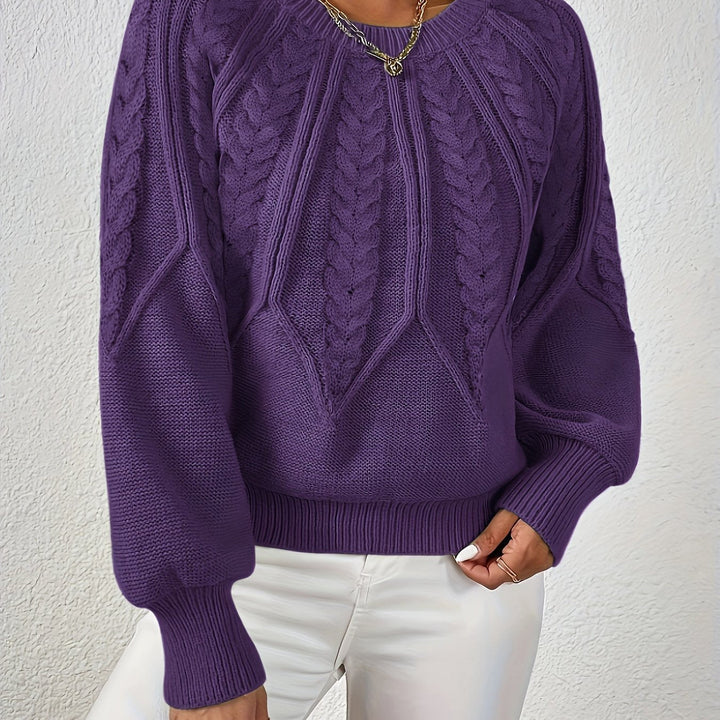 Sylvie | Pull élégant court en maille torsadée et côtelée à col rond pour femme