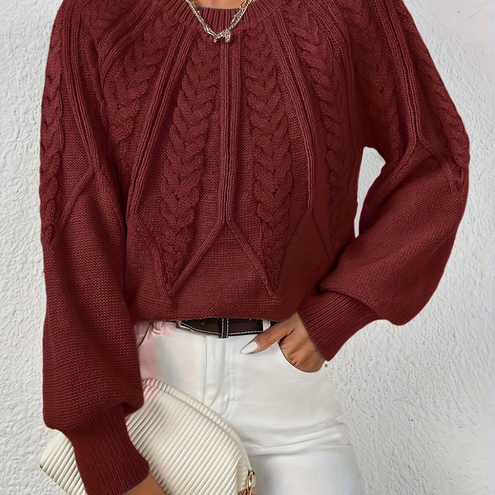Sylvie | Pull élégant court en maille torsadée et côtelée à col rond pour femme