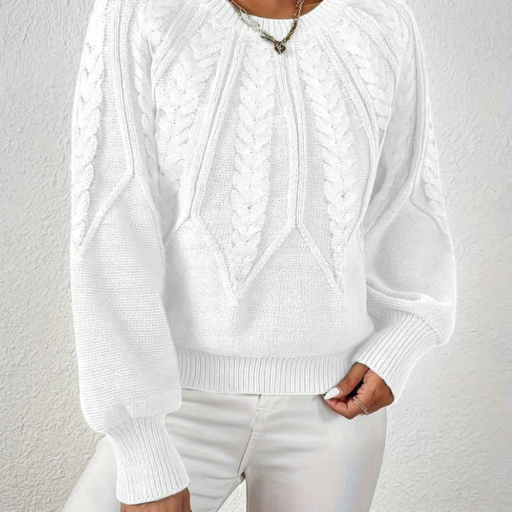 Sylvie | Pull élégant court en maille torsadée et côtelée à col rond pour femme