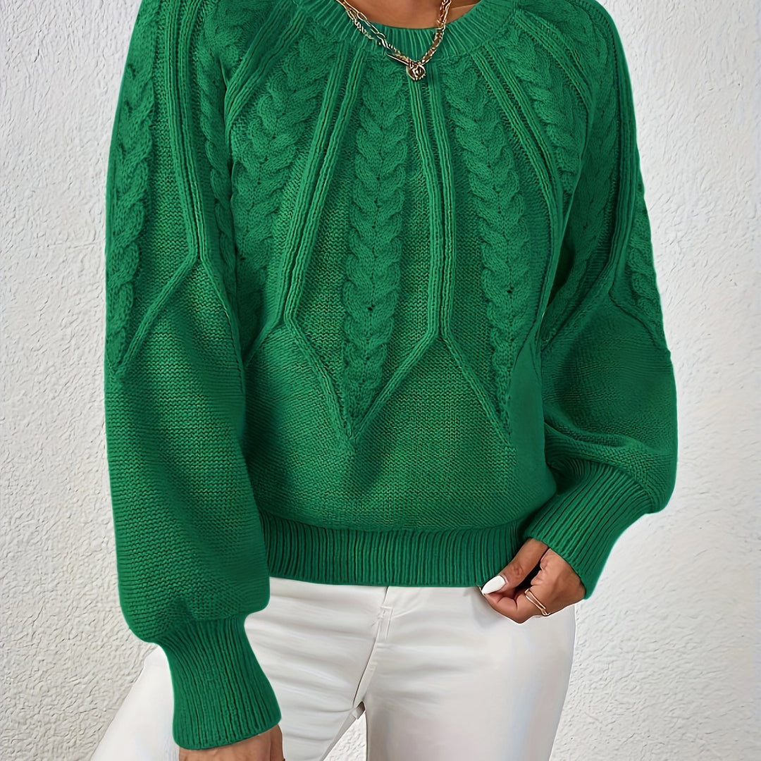 Sylvie | Pull élégant court en maille torsadée et côtelée à col rond pour femme