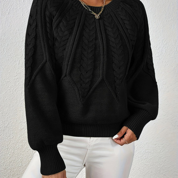 Sylvie | Pull élégant court en maille torsadée et côtelée à col rond pour femme