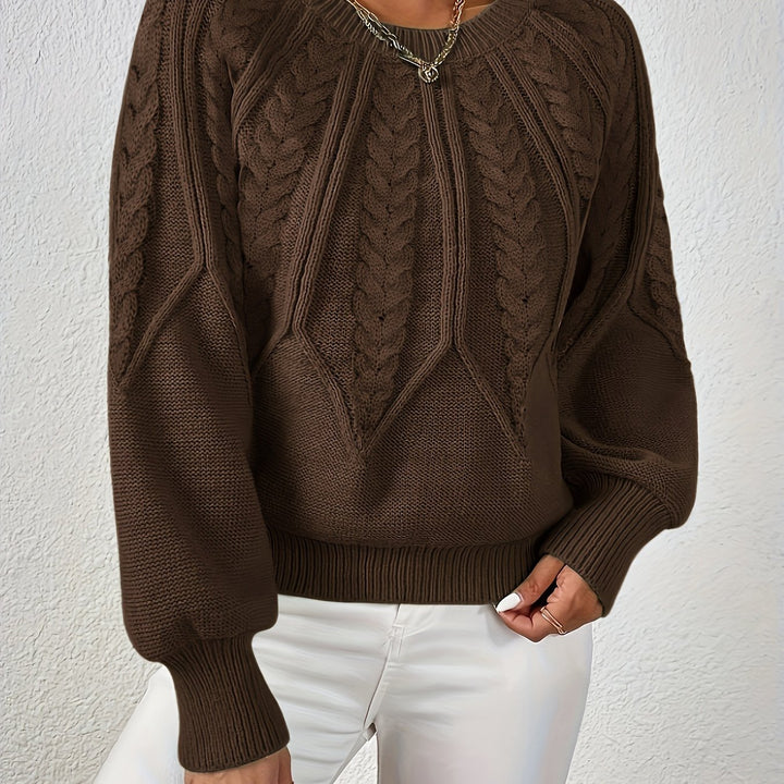 Sylvie | Pull élégant court en maille torsadée et côtelée à col rond pour femme