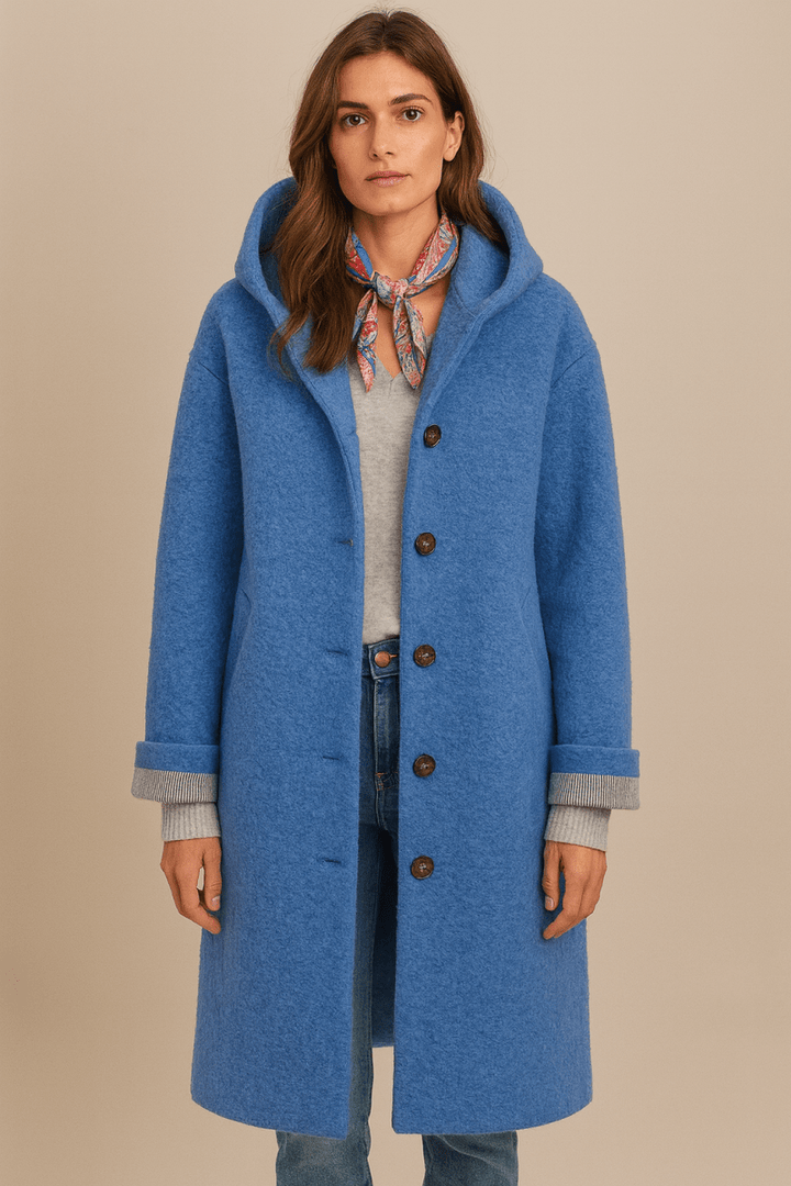 Ivana | Manteau élégant mi-long à capuche et boutons pour femme