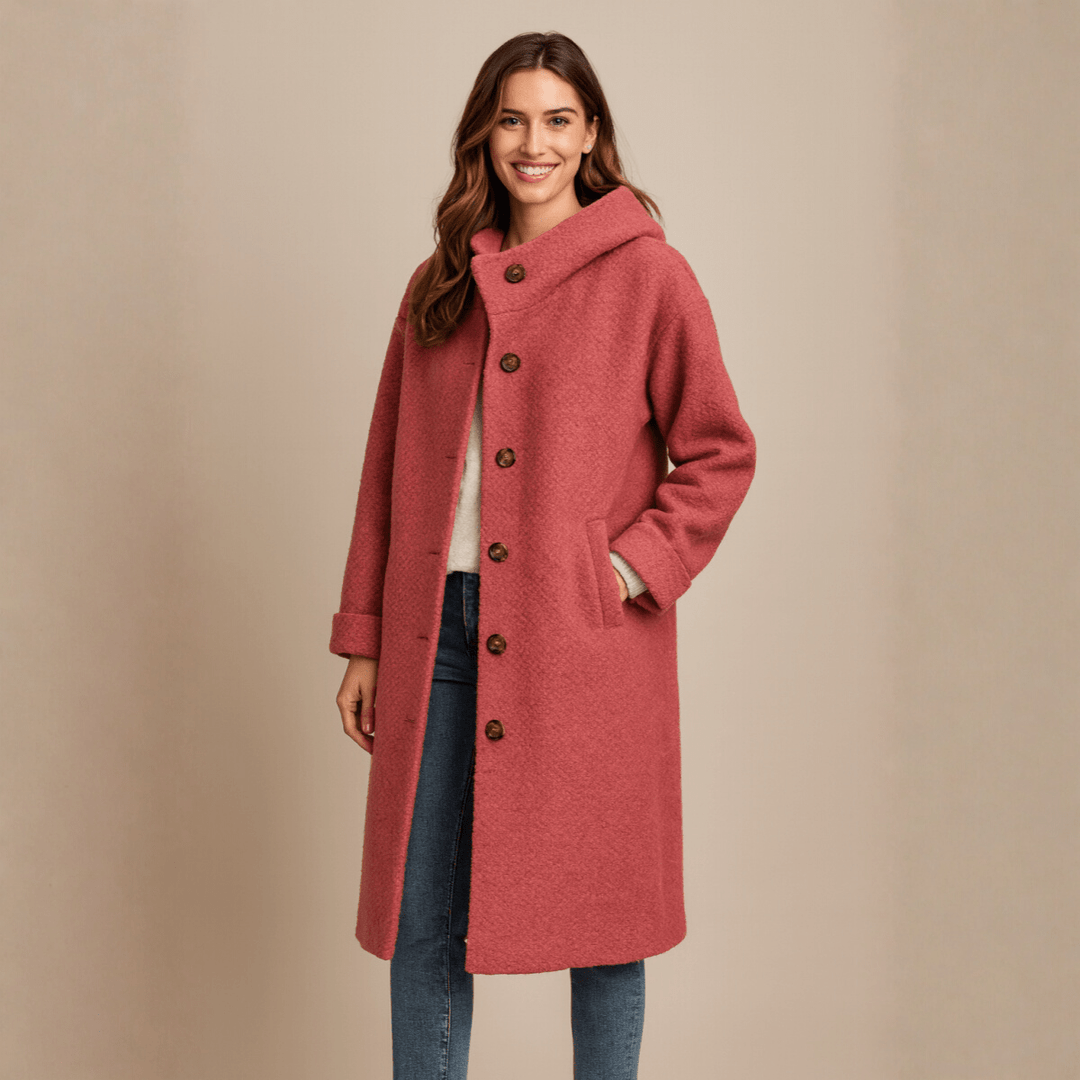 Ivana | Manteau élégant mi-long à capuche et boutons pour femme