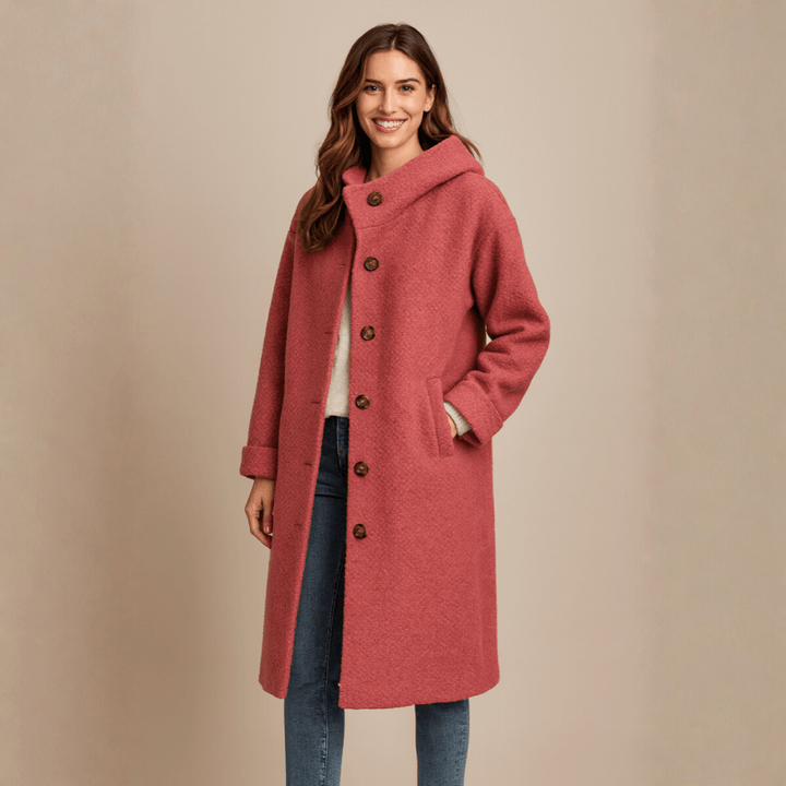 Ivana | Manteau élégant mi-long à capuche et boutons pour femme