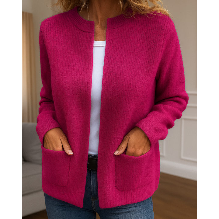 Lola | Cardigan chic long zippé en maille côtelée pour femme