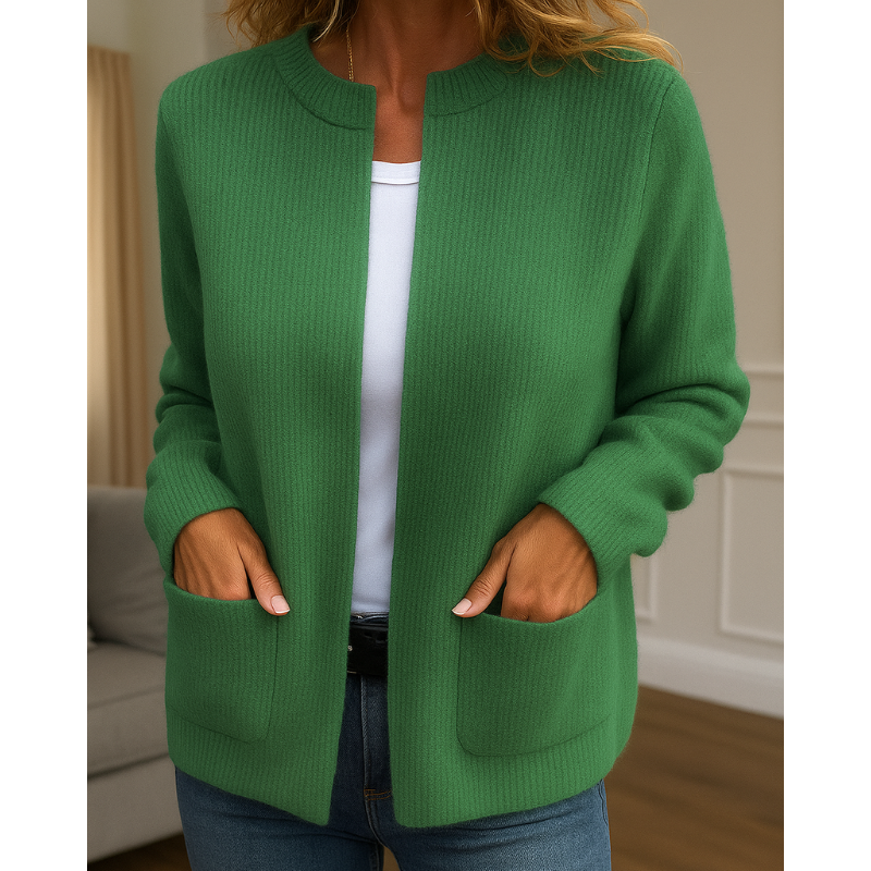 Lola | Cardigan chic long zippé en maille côtelée pour femme