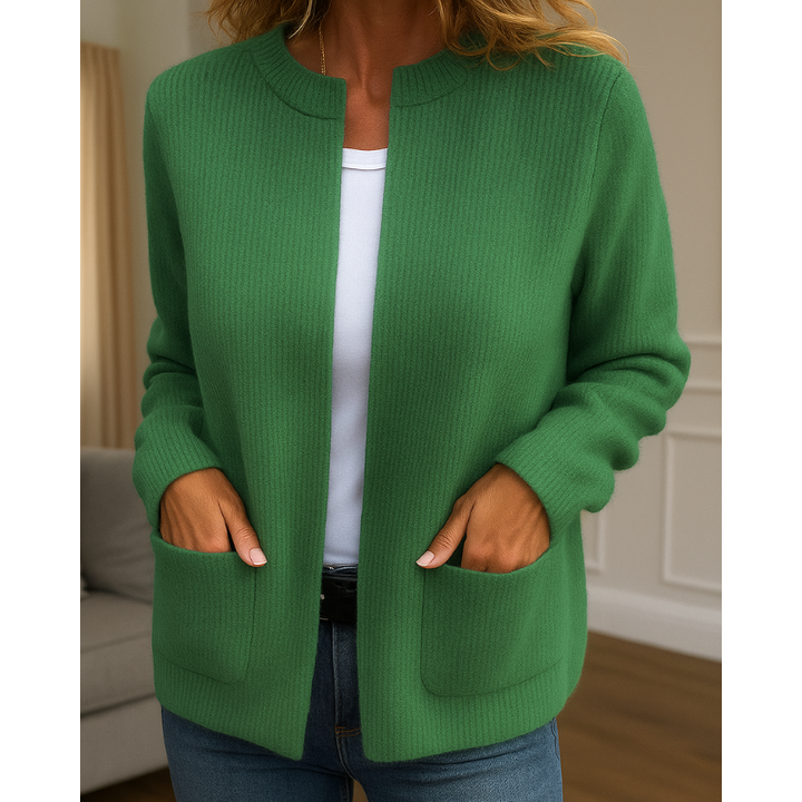 Lola | Cardigan chic long zippé en maille côtelée pour femme