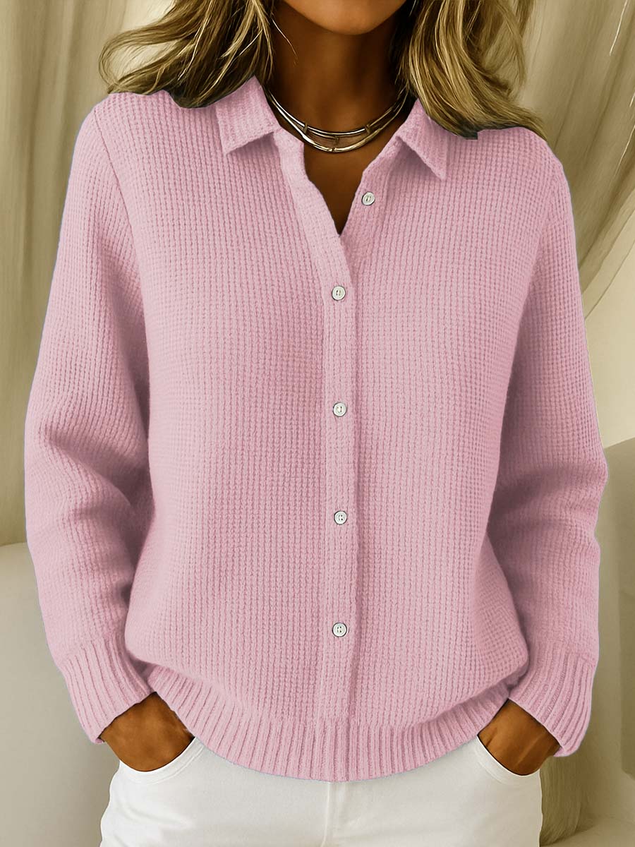 Claire | Cardigan élégant long oversize en maille côtelée à boutons pour femme