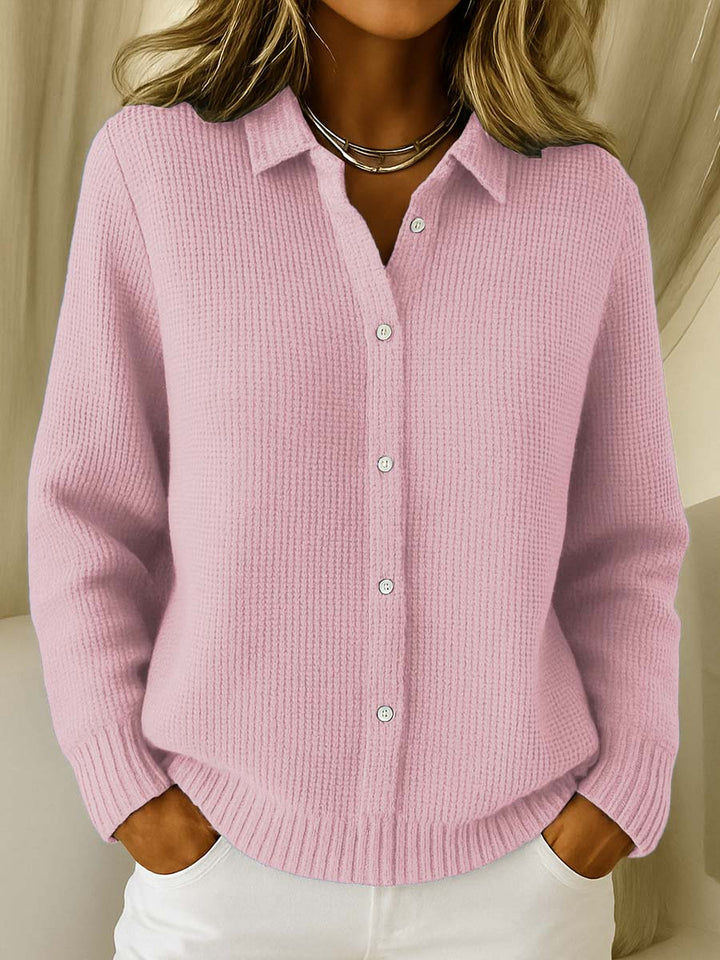 Claire | Cardigan élégant long oversize en maille côtelée à boutons pour femme
