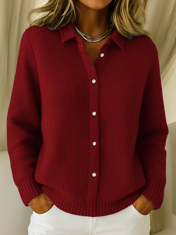 Claire | Cardigan élégant long oversize en maille côtelée à boutons pour femme