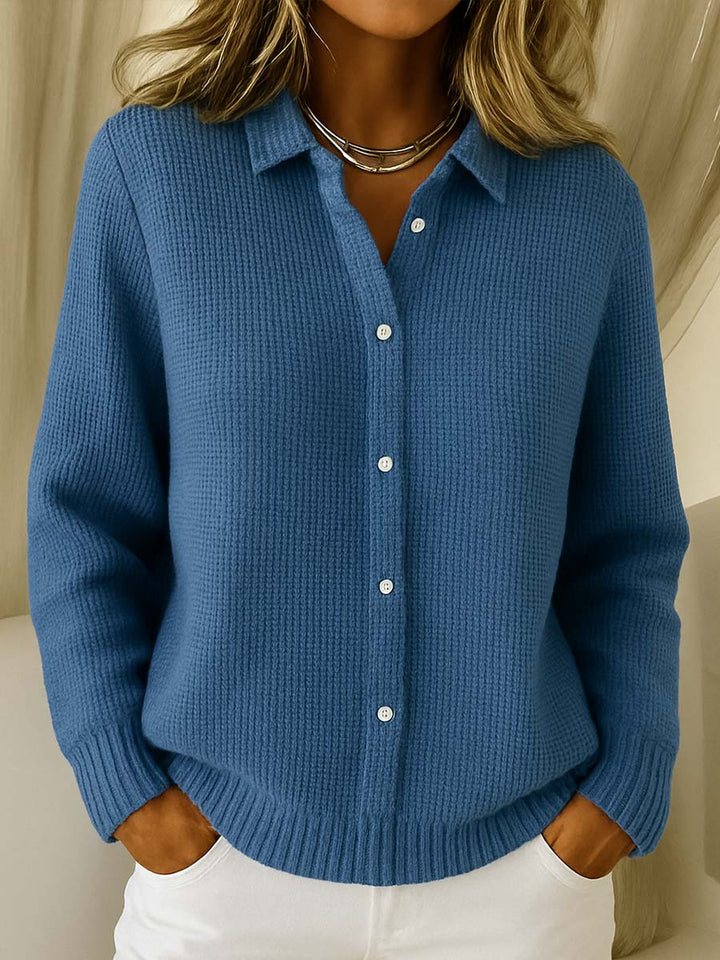 Claire | Cardigan élégant long oversize en maille côtelée à boutons pour femme