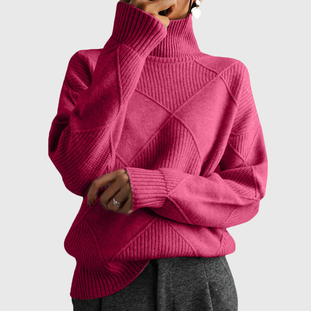 Rosemonde | Pull élégant en maille côtelée col roulé pour femme
