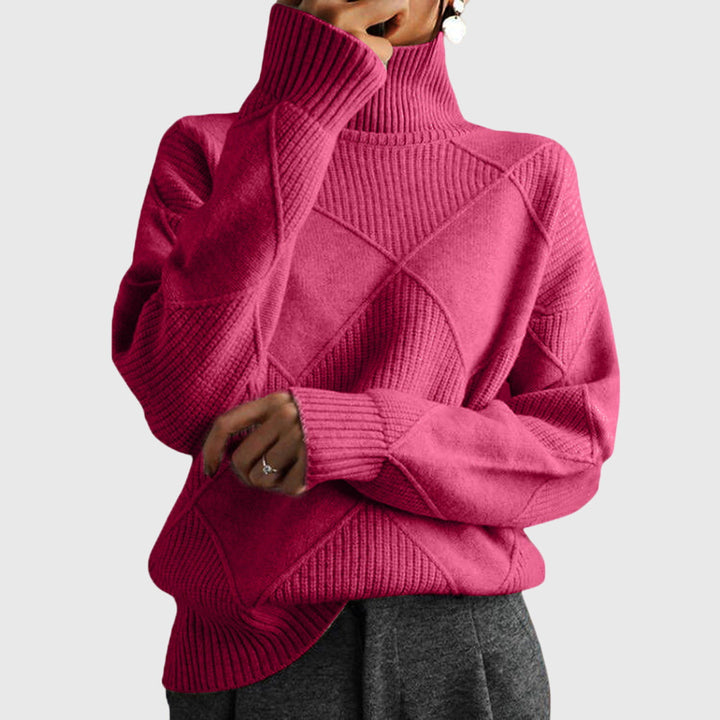 Rosemonde | Pull élégant en maille côtelée col roulé pour femme