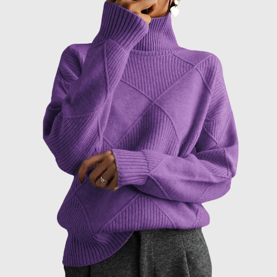 Rosemonde | Pull élégant en maille côtelée col roulé pour femme