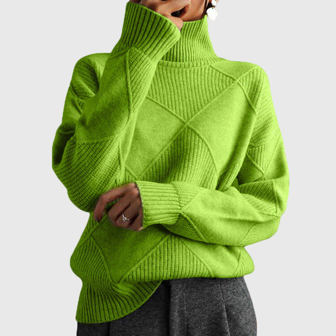 Rosemonde | Pull élégant en maille côtelée col roulé pour femme