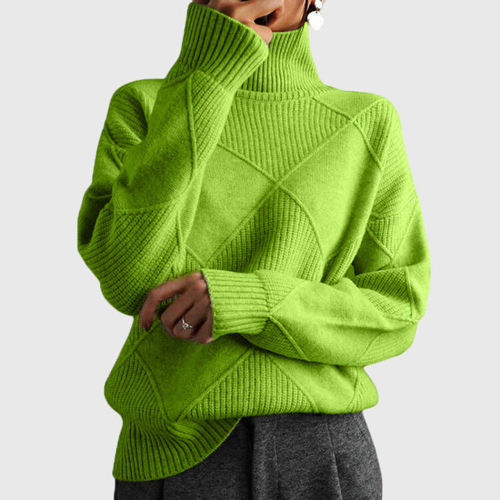 Rosemonde | Pull élégant en maille côtelée col roulé pour femme