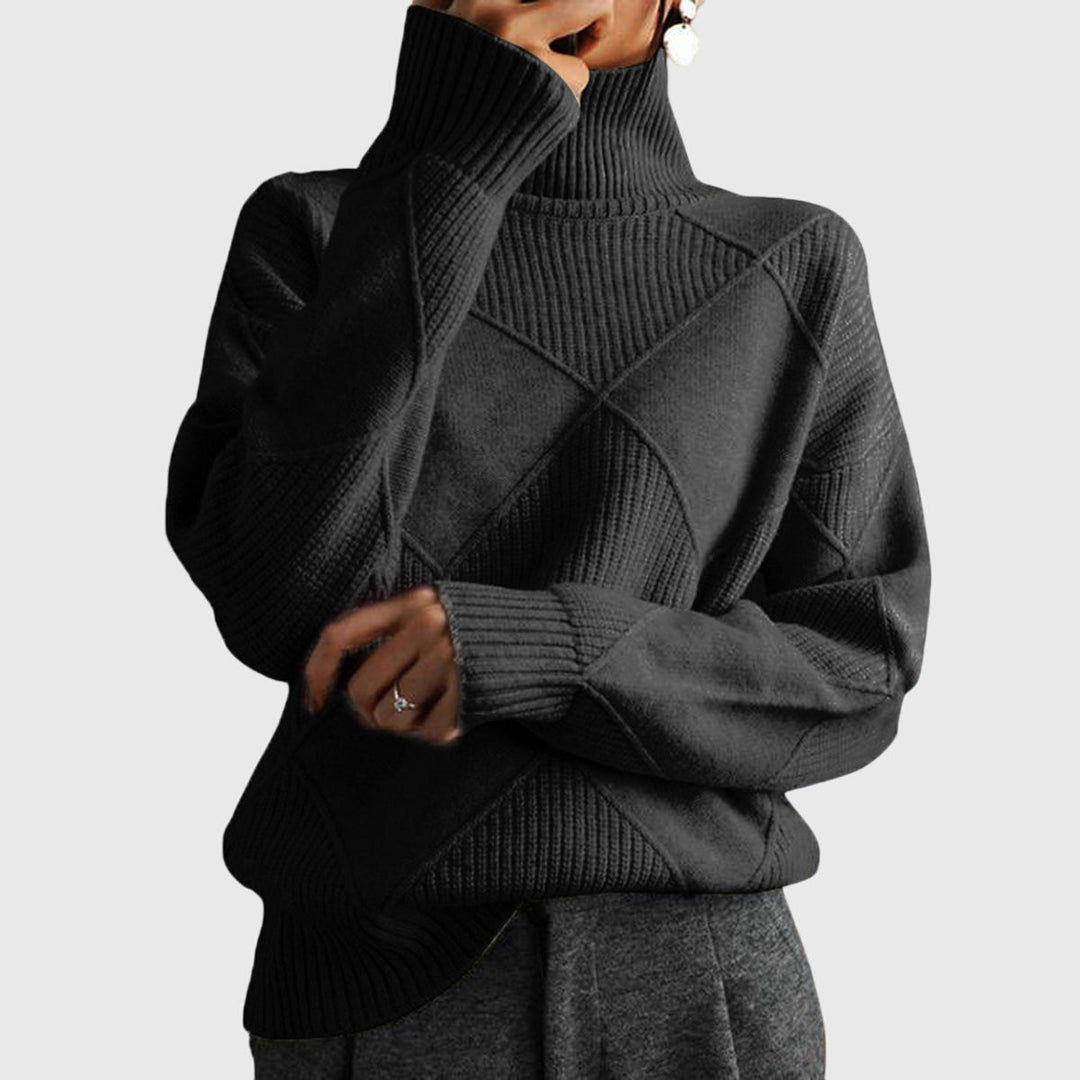 Rosemonde | Pull élégant en maille côtelée col roulé pour femme
