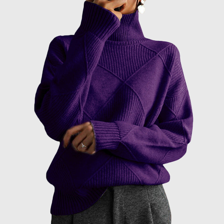 Rosemonde | Pull élégant en maille côtelée col roulé pour femme