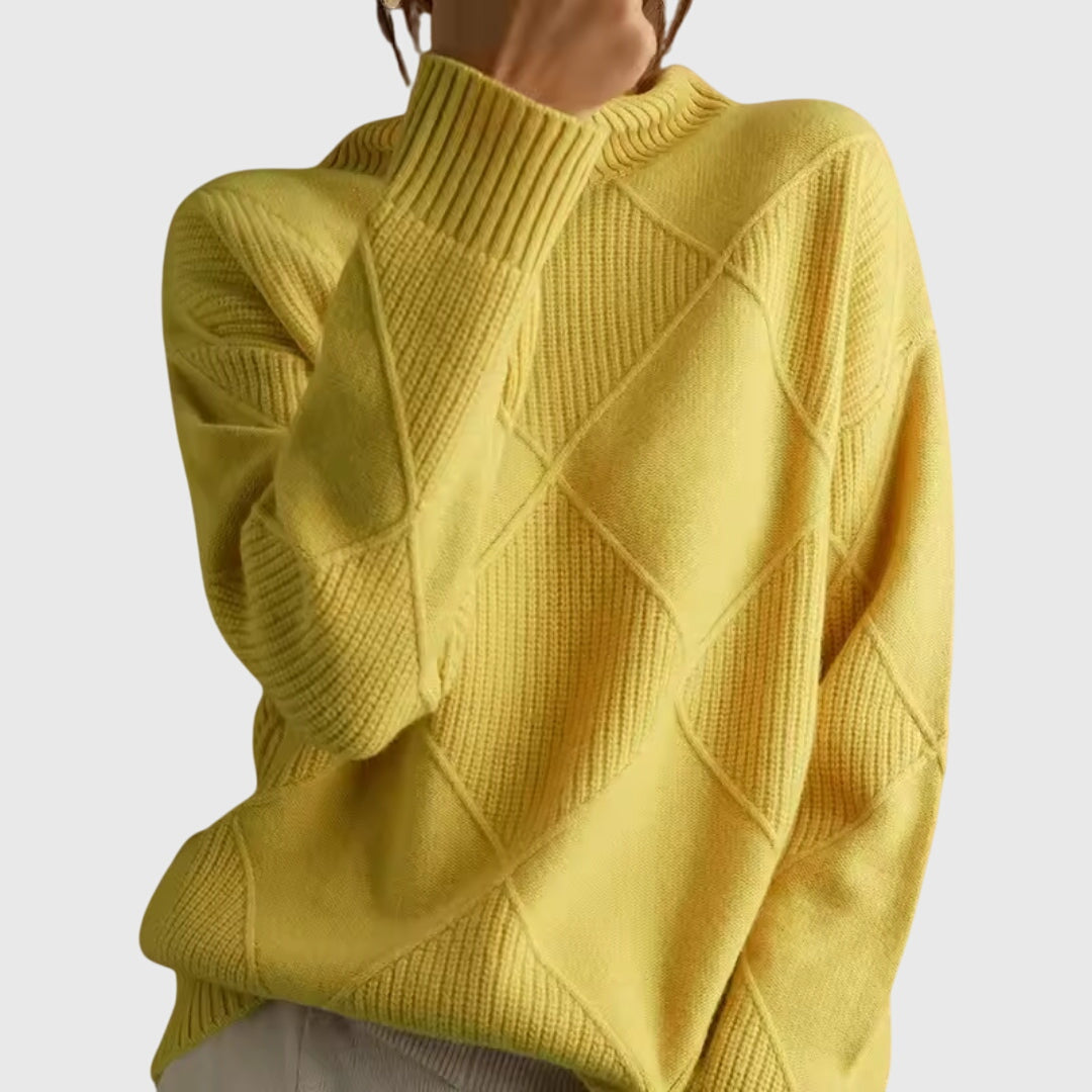 Rosemonde | Pull élégant en maille côtelée col roulé pour femme