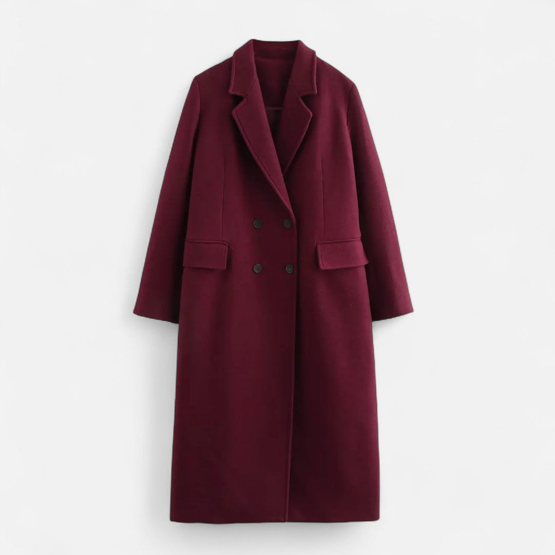 Caméliane | Trench chic long à double boutonnage pour femme