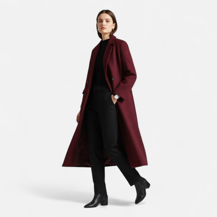 Caméliane | Trench chic long à double boutonnage pour femme