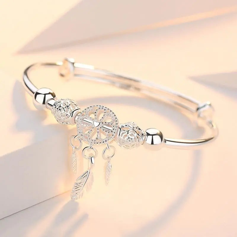 Bracelet avec pendentif attrape-rêves en argent