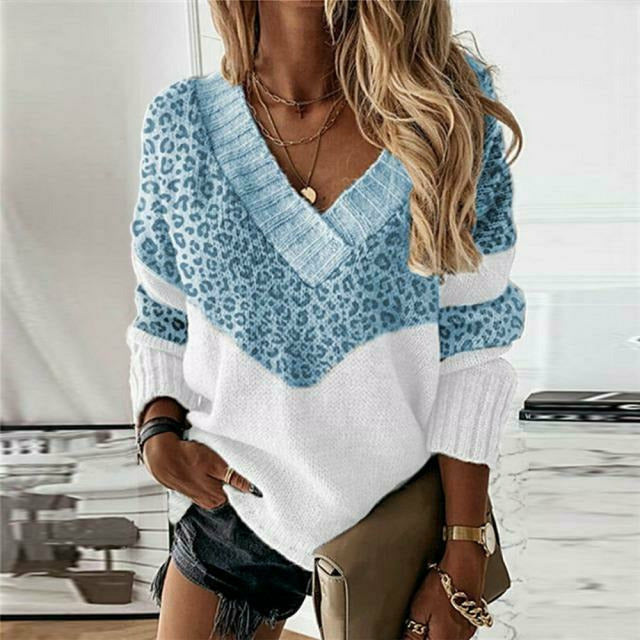Agathe | Pull patchwork imprimé léopard pour femmes
