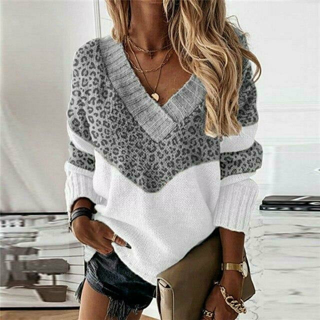 Agathe | Pull patchwork imprimé léopard pour femmes