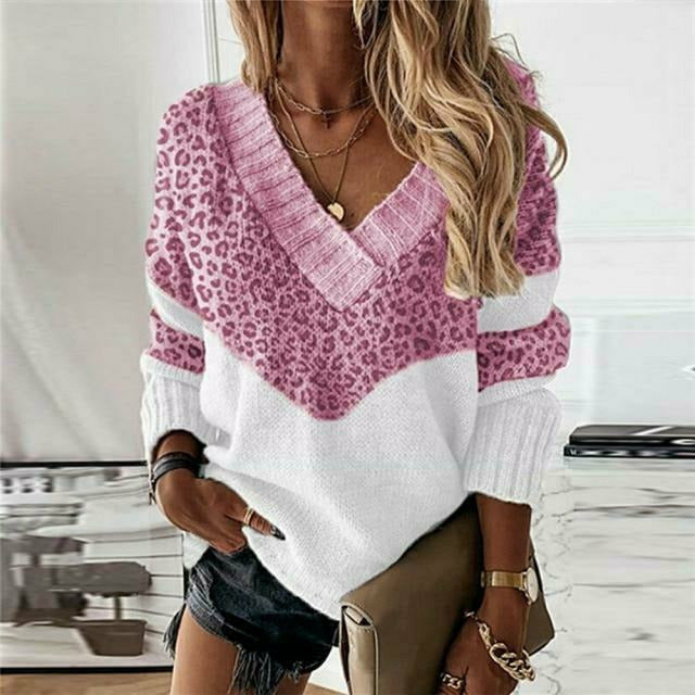 Agathe | Pull patchwork imprimé léopard pour femmes
