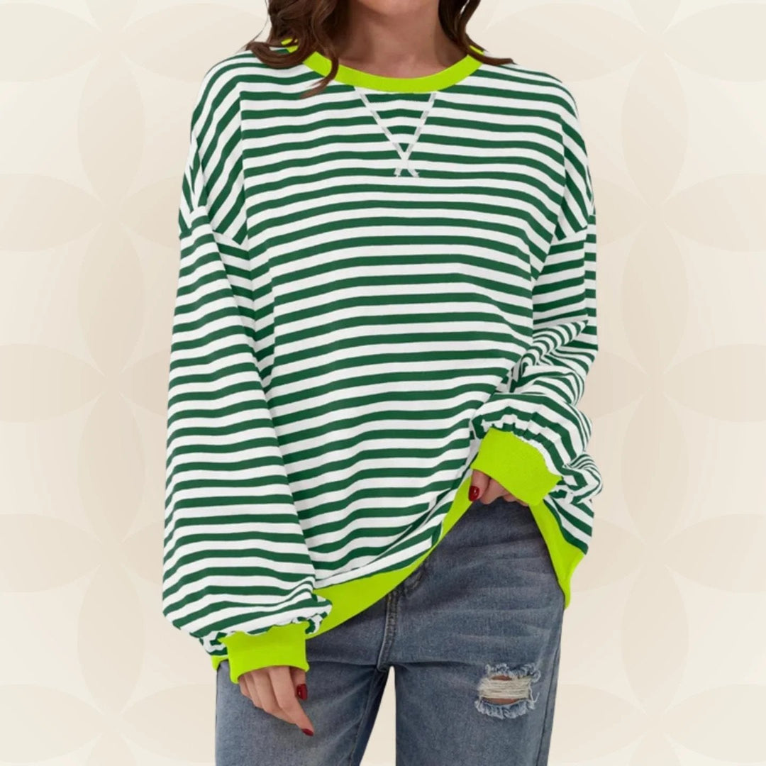 Océane | Sweat chic rayé oversize à col rond pour femme