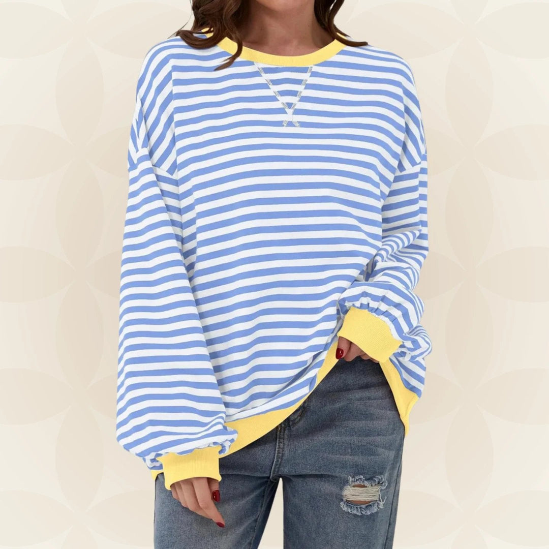 Océane | Sweat chic rayé oversize à col rond pour femme