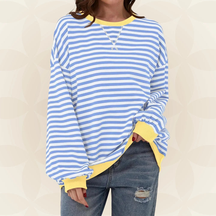Océane | Sweat chic rayé oversize à col rond pour femme