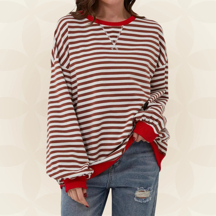 Océane | Sweat chic rayé oversize à col rond pour femme